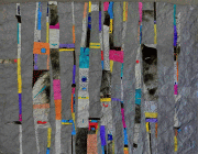 Opera con carta su legno di cm 68x88 denominata LUNE 3 realizzata da Elizabeth Ruchti nel 2012