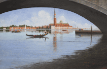 Dipinto a olio su tela di cm. 40x60 denominato Isola di San Giorgio a Venezia realizzato da Fabio Colussi nel 2022