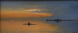 Dipinto a olio di cm. 18x38 denominato Ora serena in Istria realizzato da Fabio Colussi nel 2018