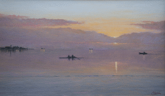 Dipinto a olio su tela di cm 30x50 realizzato da Fabio Colussi nel 2019 denominato Tramonto