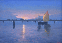 Dpinto di Fabio Colussi denominato Venezia realizzato nel 2017 ad olio su tela di cm.35x50