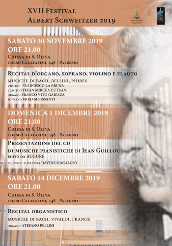 Locandina del Festival Organistico Siciliano Albert Schweitzer 2019
