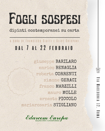 Locandina della mostra Fogli sospesi Dipinti contemporanei su carta