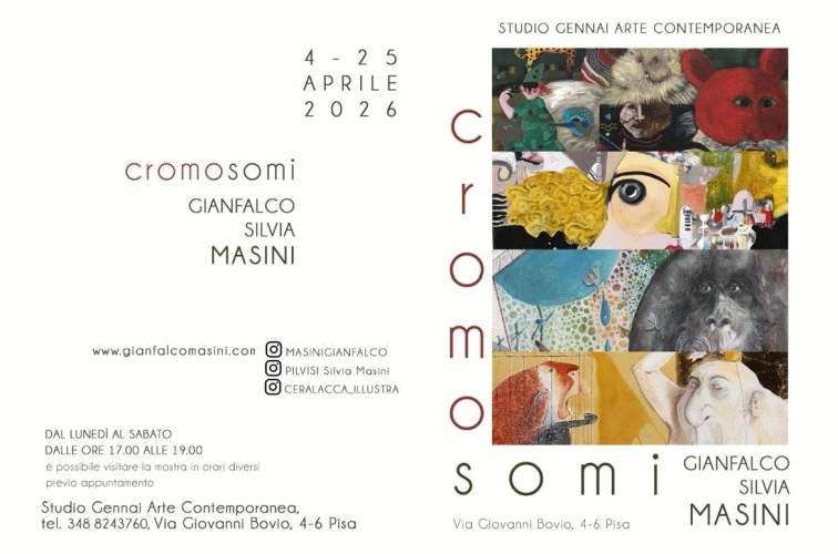 Locandina della mostra Cromosomi con opere di Gianfalco e Silvia Masini