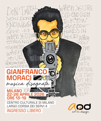 Locandina della mostra Musica disegnata di Gianfranco Moraci