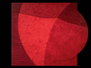 Dipinto a tecnica mista su tela di cm 90x104 denominato Rosso interno, omaggio a Giordano Bruno, realizzato da Roberta Pugno nel 2024