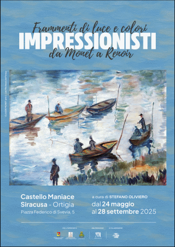 Locandina della mostra IMPRESSIONISTI Frammenti di luce e colore, da Monet a Renoir allestita al Castello Maniace di Siracusa