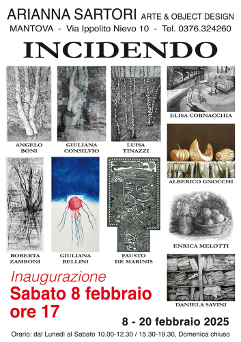 Locandina della mostra Incidendo alla Galleria Sartori di Mantova