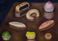 Dipinto a olio su tela di cm 25.8x34.8 denominato Patisseries realizzato da Leonor Fini nel 1929
