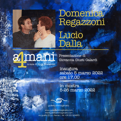 Locandina della mostra di Domenica Regazzoni e Lucio Dalla a Firenze allestita a marzo 2022