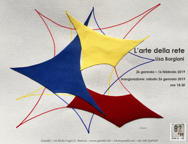 Locandina della mostra L'arte della rete di Lisa Borgiani