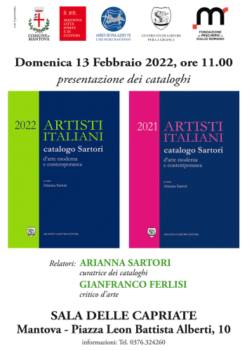 Locandina presentazione dei cataloghi Artisti Italiani del 2022 e 2021 pubblicati da Archivio Sartori Editore