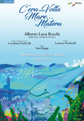 Locandina della conferenza C'era una volta il mare a Matera dedicata alla balena fossile denominata Giuliana