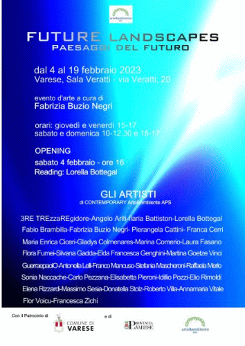 Locandina della mostra Future Landscapes Paesaggi del Futuro alla Sala Veratti di Varese