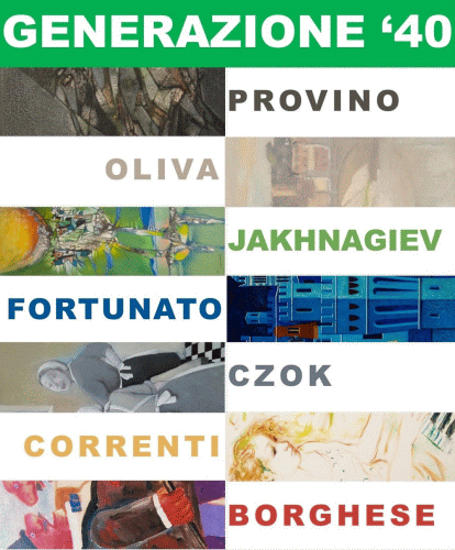 Locandina della mostra Generazione 40 Sette artisti alla Galleria Edarcom Europa di Roma
