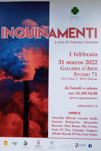 Locandina della mostra Inquinamenti alla Galleria 71