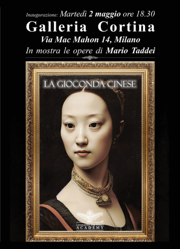 Locandina della mostra di Mario Taddei alla Galleria Cortina a Milano