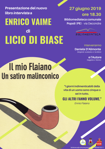 Locandina della presentazione del libro intervista di Enrico Vaime su Ennio Flaiano