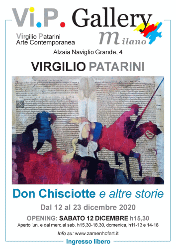 Locandina della mostra Don Chisciotte e altre storie alla Vi.P. Gallery di Milano