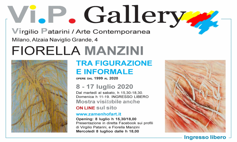 Locandina mostra Tra Figurazione e Informale con dipinti di Fiorella Manzini