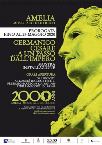 Locandina della mostra Germanico Cesare a un passo dall'impero al Museo Archeologico e Pinacoteca ad Amelia