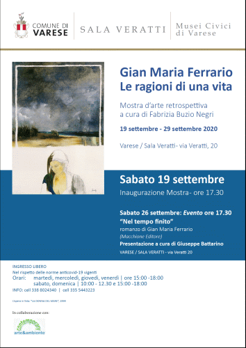 Locandina della mostra Le ragioni di una vita allestita a Varese con opere di Gian Maria Ferrario