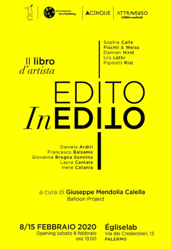 Locandina della mostra Il libro d'artista Edito Inedito allestita a Palermo