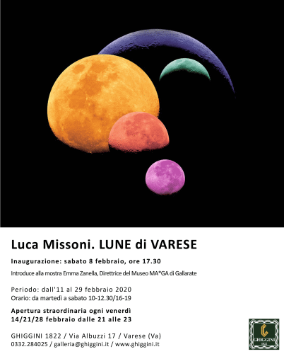 Locandina della mostra Lune di Varese con opere fotografiche di Luca Missoni
