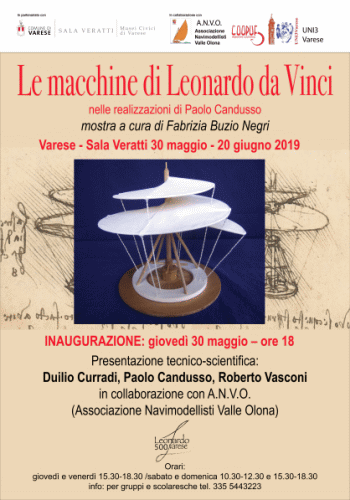 Locandina della mostra Le macchine di Leonardo da Vinci nelle realizzazioni di Paolo Candusso