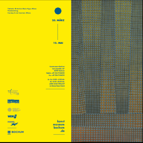 Locandina della mostra di Mario Nigro denominata Dallo Spazio Totale alle Strutture