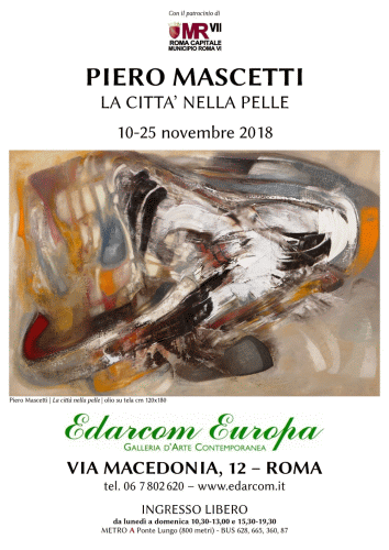Locandina della mostra di Piero Mascetti alla Galleria Edarcom Europa di Roma nel 2018