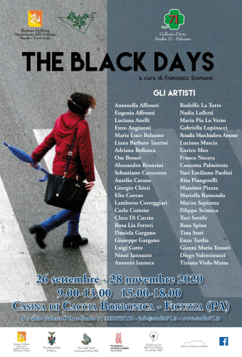 Locandina della mostra The Black Bays al Palazzo Borbonico di Ficuzza nella provincia di Palermo