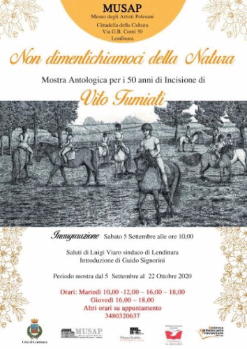 Locandina della mostra di Vito Tumiati al MUSAP Museo degli Artisti Polesani a Lendinara denominata Non Dimentichiamoci Della Natura