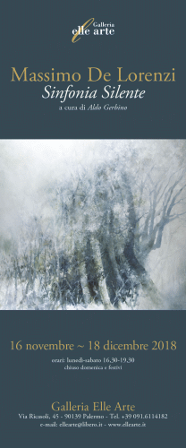 Locandina della mostra Sinfonia Silente di Massimo De Lorenzi alla Galleria Elle Arte di Palermo