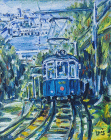 Dipinto a olio su tela di cm 40x50 denominato A Scorcola con il Tram realizzato da Luisia Comelli nel 1997