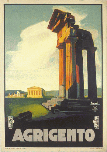Manifesto turistico sulla citt� di Agrigento realizzato da Marcello Nizzoli nella mostra Visitate l'Italia Promozione e pubblicit� turistica 1900-1950