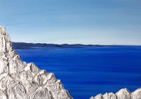 Dipinto in acrilico materico di cm.40x70 denominato Mare e Carso realizzato da Paola Sbisa nel 2017