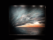 Idropittura e laccatura finale su tavola di cm 80x100 denominata Il notturno di marea marmorea realizzata da Monica Kirchmayr nel 2023