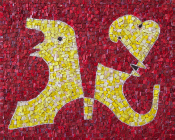 Mosaico di cm 51x63x4 realizzato nel 2010 su bozzetto di Dorfles dagli allievi della Scuola Mosaicisti del Friuli di Spilimbergo denominato Figure (inedito)