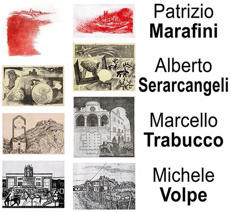 Locandina della mostra Incisioni di storia e paesaggio alla Galleria Sartori di Mantova