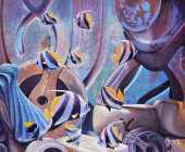 Dipinto a olio denominato Mondo Irreale realizzato da Marinella Stuper