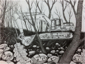 Disegno a china su carta di cm.30x20 realizzato da Nicol� Mazzuia nel 2013