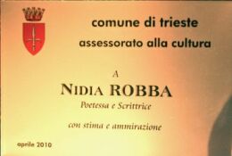 Targa a Nidia Robba a riconoscimento della carriera di scrittrice e poetessa