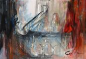 Dipinto a olio su tela di cm100x70 denominato Sinfonia di trasparenza realizzato da Nora Carella nel 2007