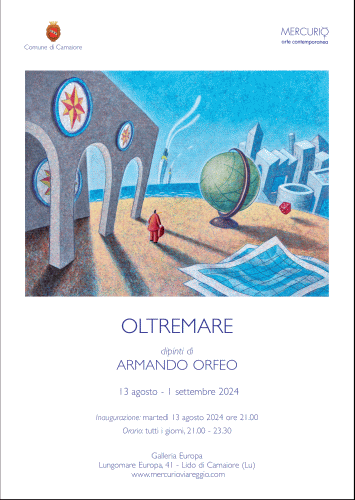Locandina della mostra Oltremare con opere di Armando Orfeo