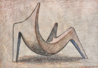 Studio per un bronzetto a carboncino e tecnica mista di cm. 50x70 della serie I Ritmi realizzato da Pino Corradini negli anni 2000