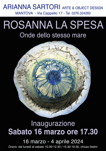 Locandina della mostra Onde dello stesso mare con opere di Rosanna La Spesa