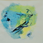 Dipinto senza titolo di cm 40x40 realizzato in acrilico su tela da Rupert Rebernig nel 2023