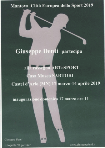 Xilografia realizzata da Giuseppe Denti denominata Il Golfista