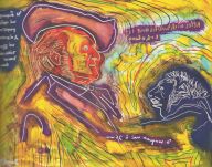 Opera a tecnica mista su carta di cm. 50x65 realizzata da Demosthenes Davvetas denominata Wagner